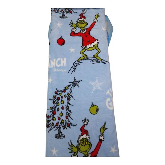 Dr Seuss The Grinch Queen Plush Blanket 90" x 90" Christmas Holiday Family Throw - Picture 2 of 9